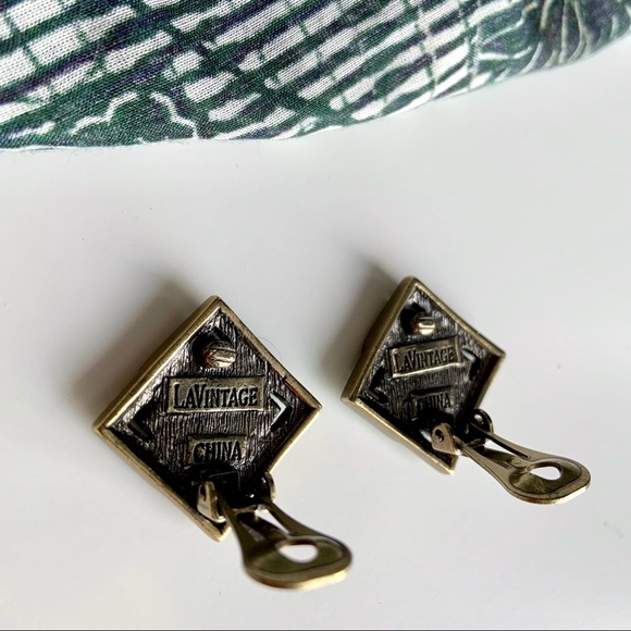 LaVintage retro sparkle clip earrings - Picture 2 of 6